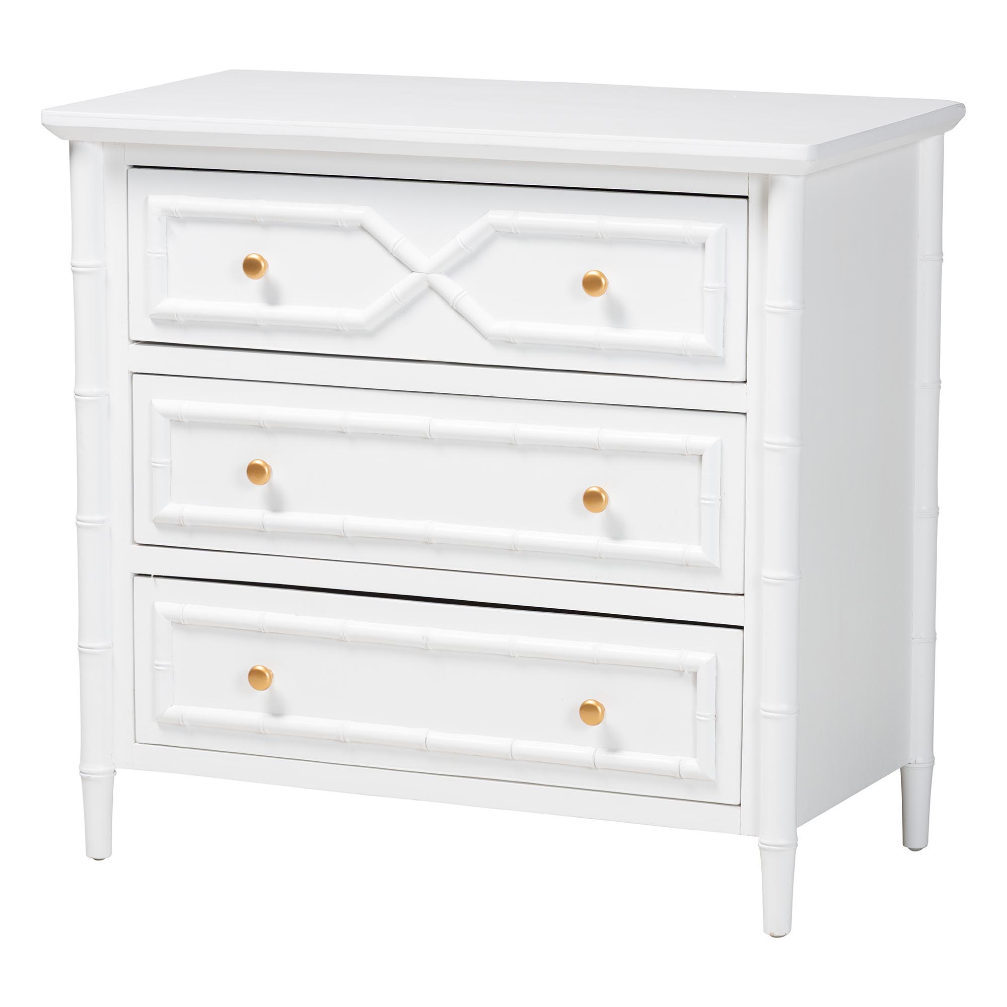 bali & pari Lucia Mahogany Wood 3-Drawer Chest with Bamboo Motif